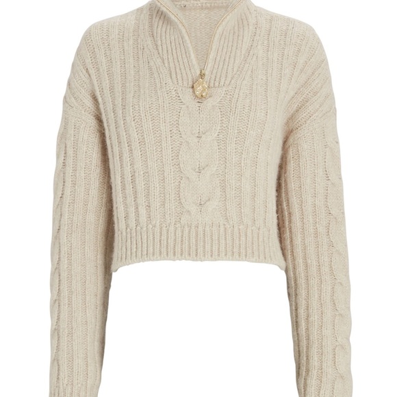 RARE Nanushka Evie Half-Zip Cable Knit Sweater - Picture 9 of 11